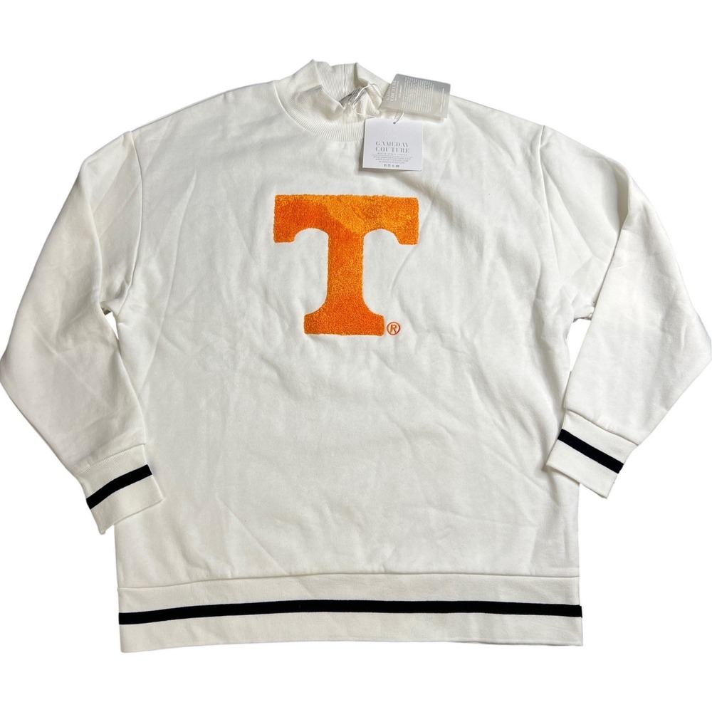 Gameday Couture Tennessee Volunteers White Mock Neck Sweatshirt Chenille T Small